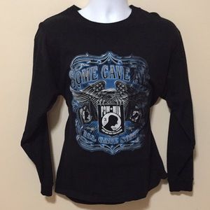 Keya Mens Black POW-MIA Logo Long Sleeve T Shirt L